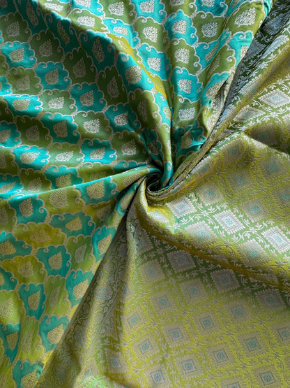 Sea Green-P.Green Banarasi Rangkaat Blended Silk Saree