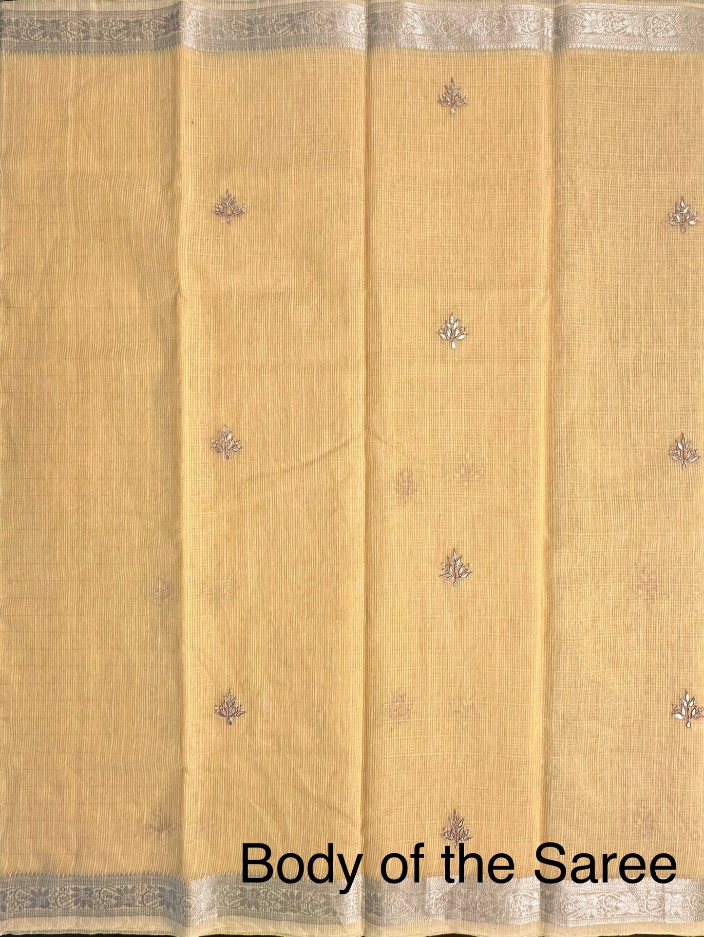 Yellow Fancy Cotton Saree With Hand Work