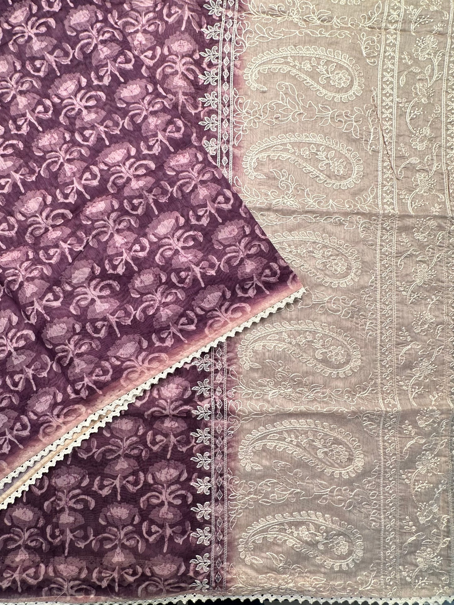 Purple-Beige Dhara Chanderi Saree