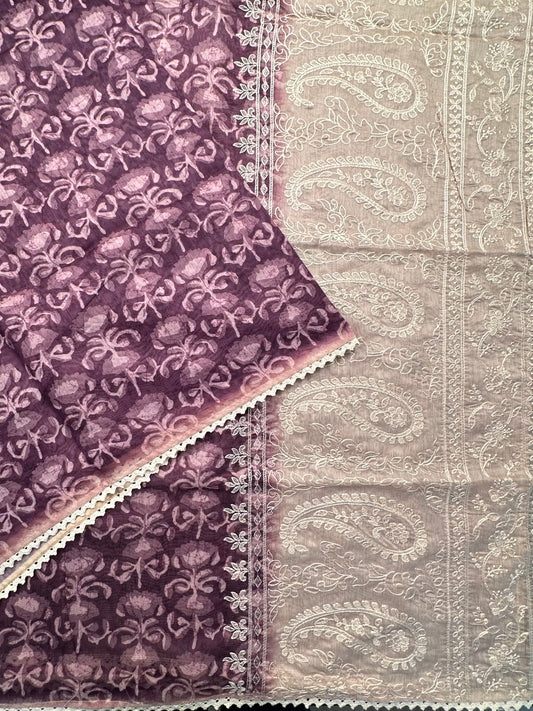 Purple-Beige Dhara Chanderi Saree