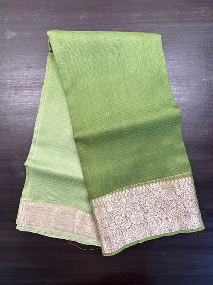 Shaded Green Pure Kota Doria Silk Saree