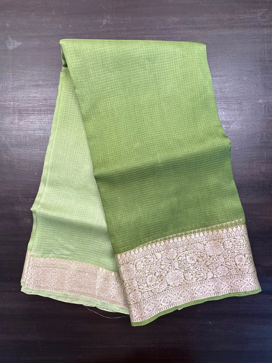 Shaded Green Pure Kota Doria Silk Saree