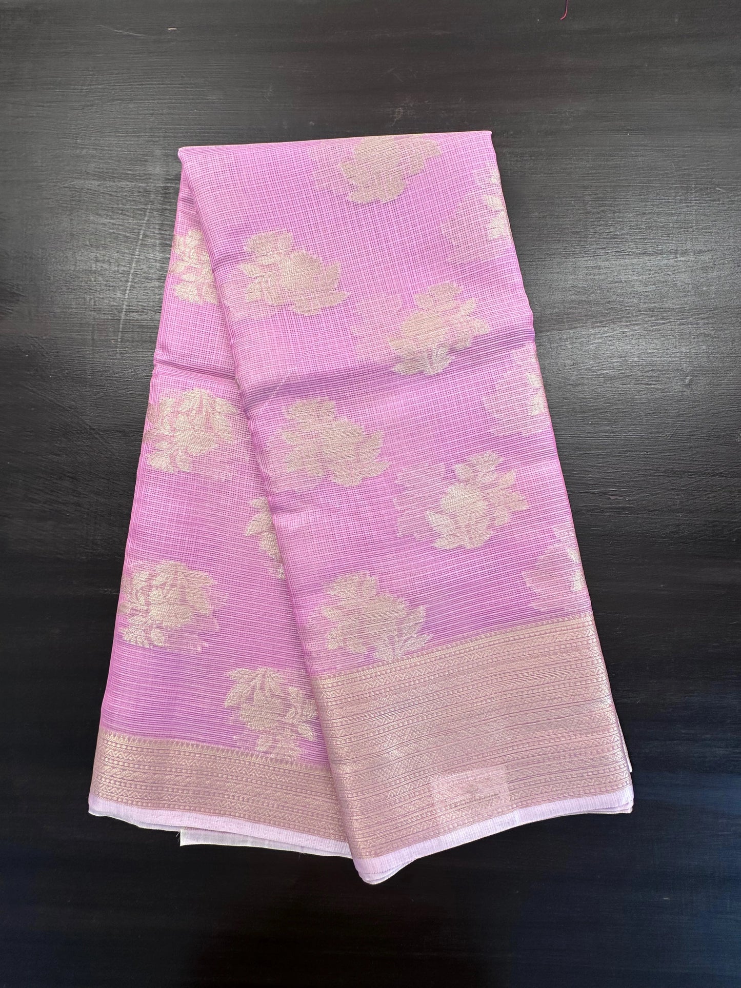 Mauve Arvita Kota Doria Fancy Cotton Saree