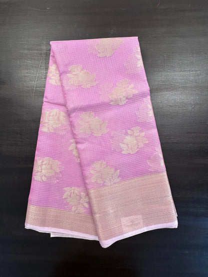 Mauve Arvita Kota Doria Fancy Cotton Saree