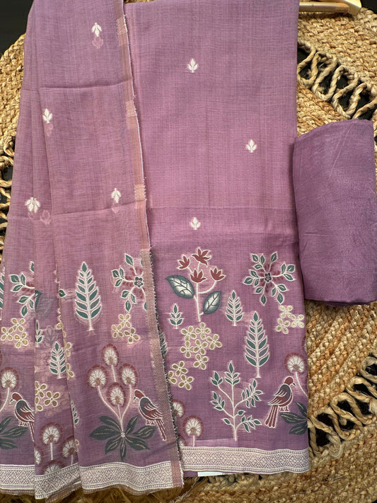 Mauve Fancy Cotton 3-Piece Suit