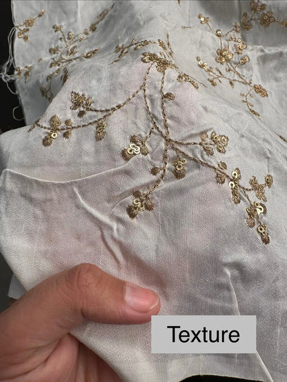 Off-White Sequins Work Viscose Fabric