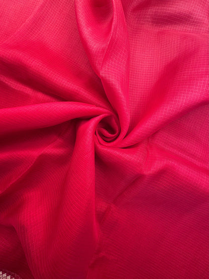 Shaded Red Pure Kota Doria Silk Saree
