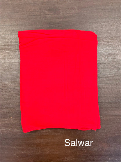 Red Artificial Crepe Unstitched 3-Piece Suit