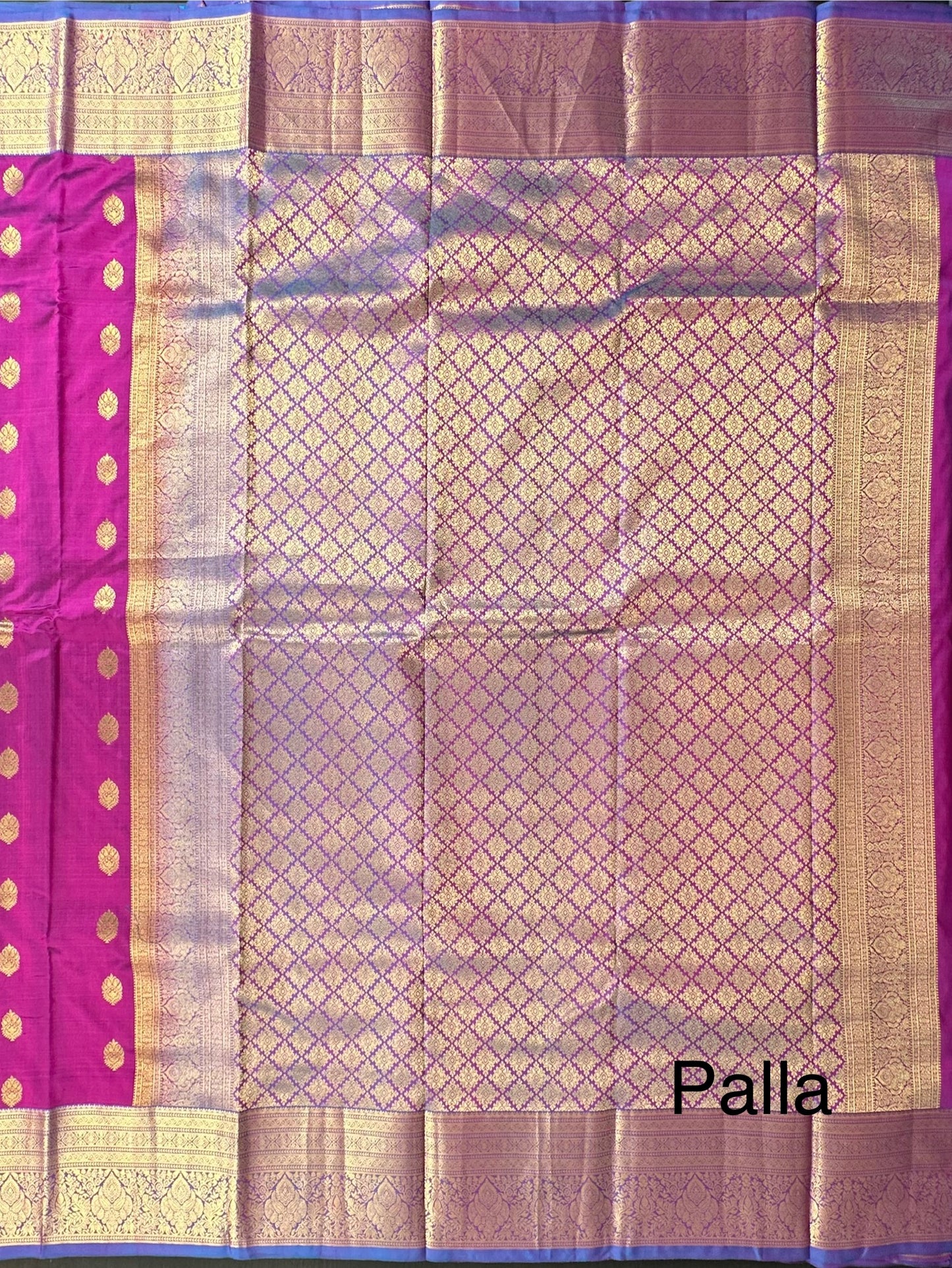 Magenta Pondicherry Handloom Pure Silk Saree