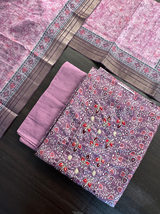 Ajrakh Print Chanderi 3-Piece Suit