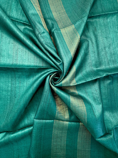 Rama Green Pure Tussar Silk Saree