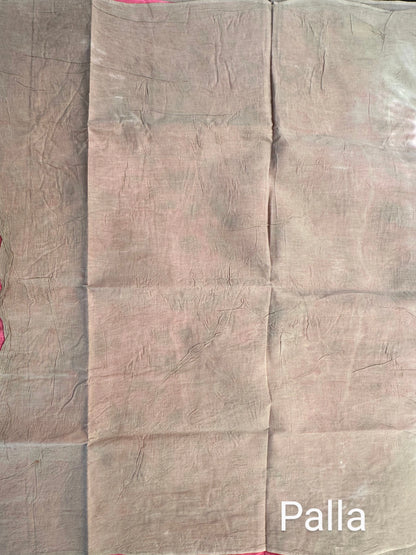 Pink-Beige Batik Pure Cotton Saree