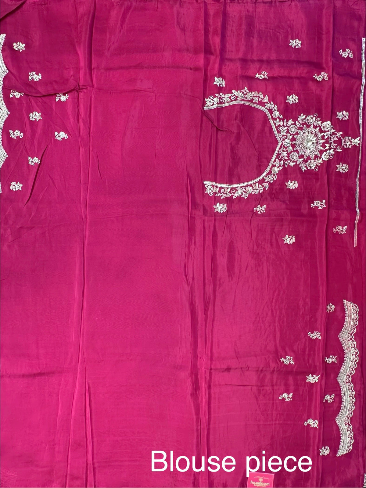 Deep Magenta Artificial Crepe Saree With Hand Work