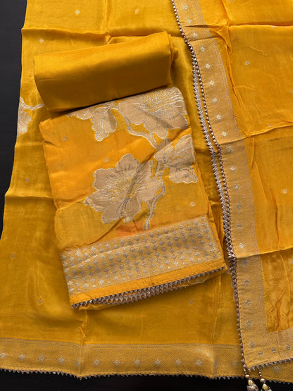 Yellow Crepe Unstitched 3-Piece Suit