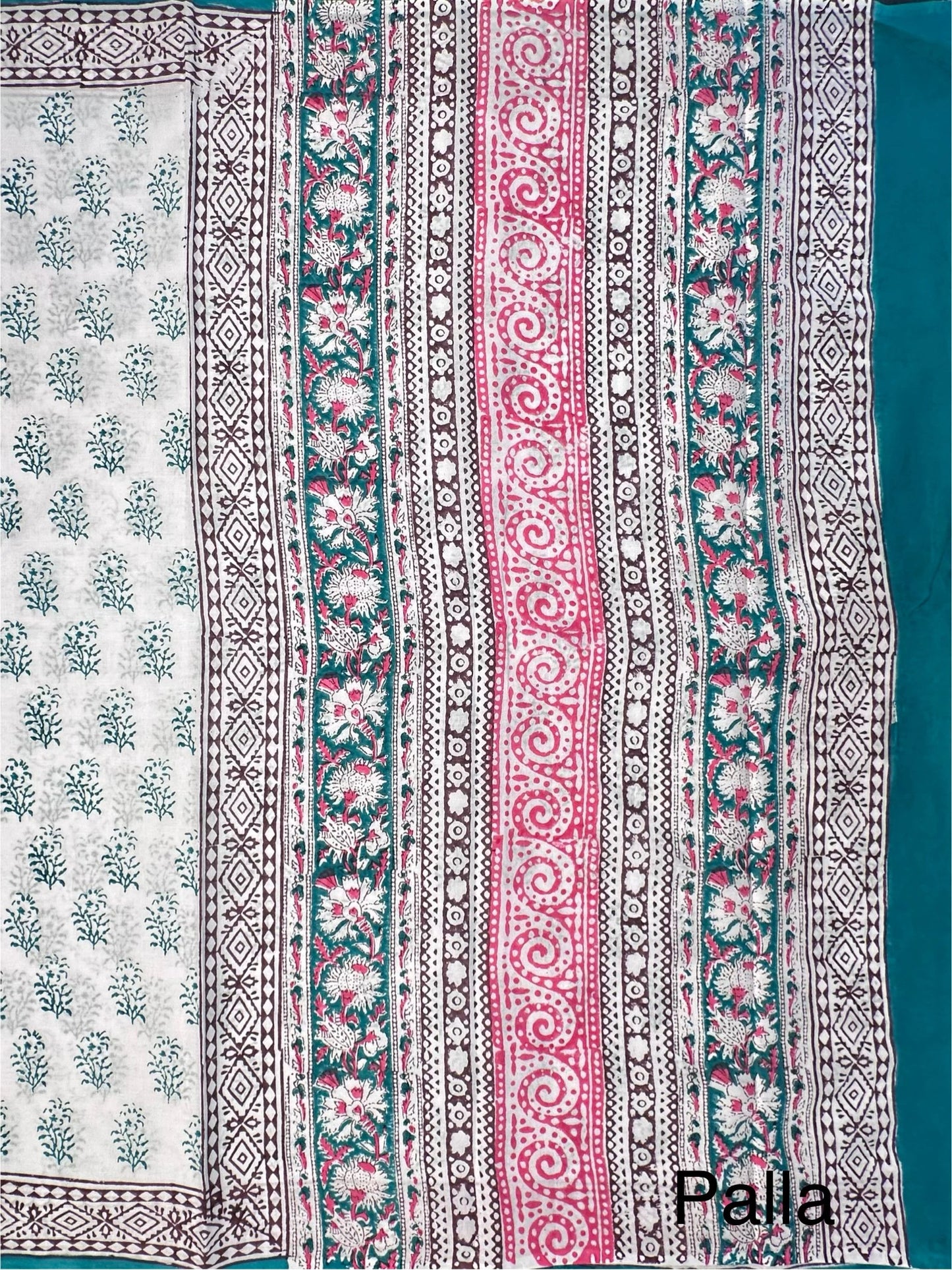 Off White Hand Block Print Pure Cotton Saree