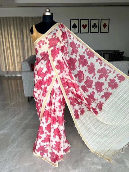 Mul Flora Cotton Silk Saree