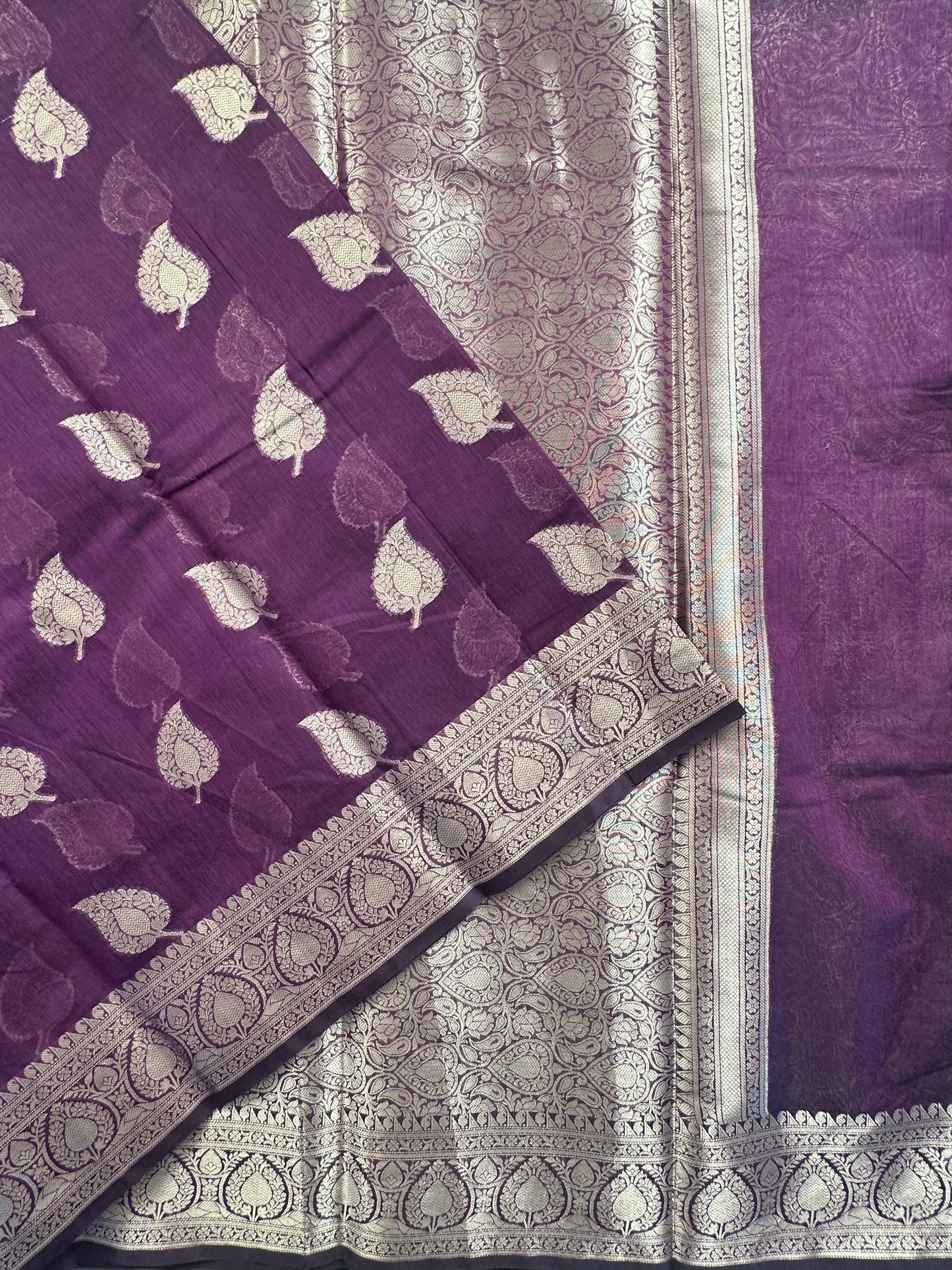 Wine Chanderi Cotton Saree