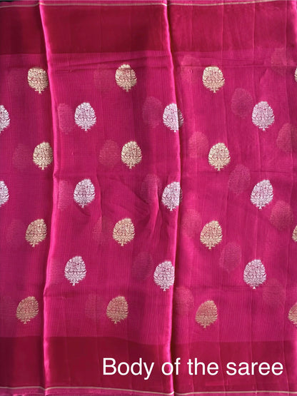 Rani Manika Kota Doria Art Silk Saree