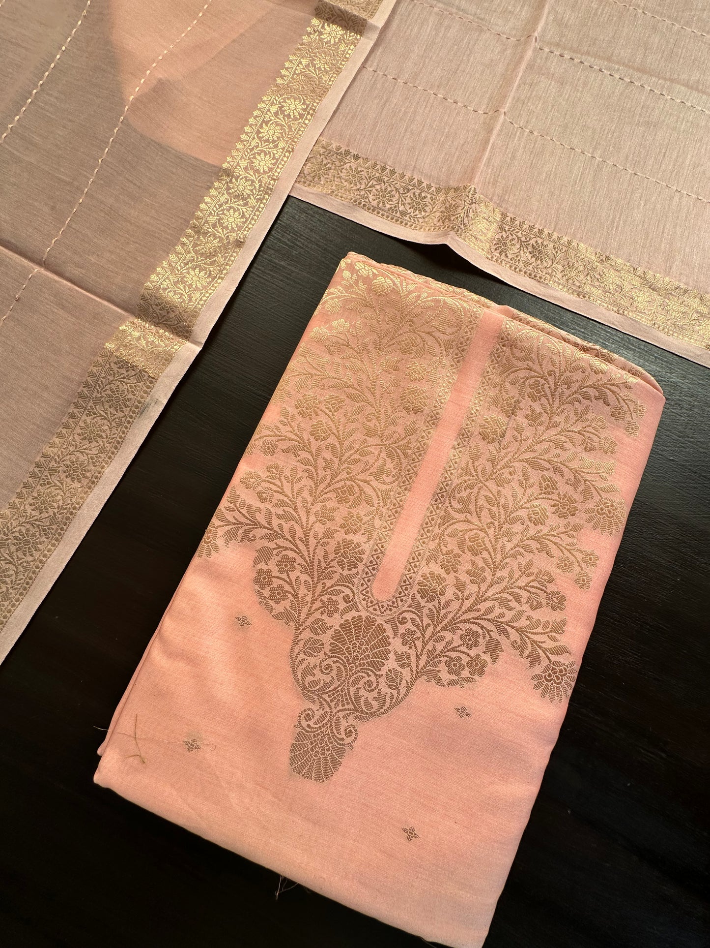 Peach Handloom Chanderi Suit