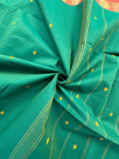 Bottle Green Narayanpet Cotton Saree