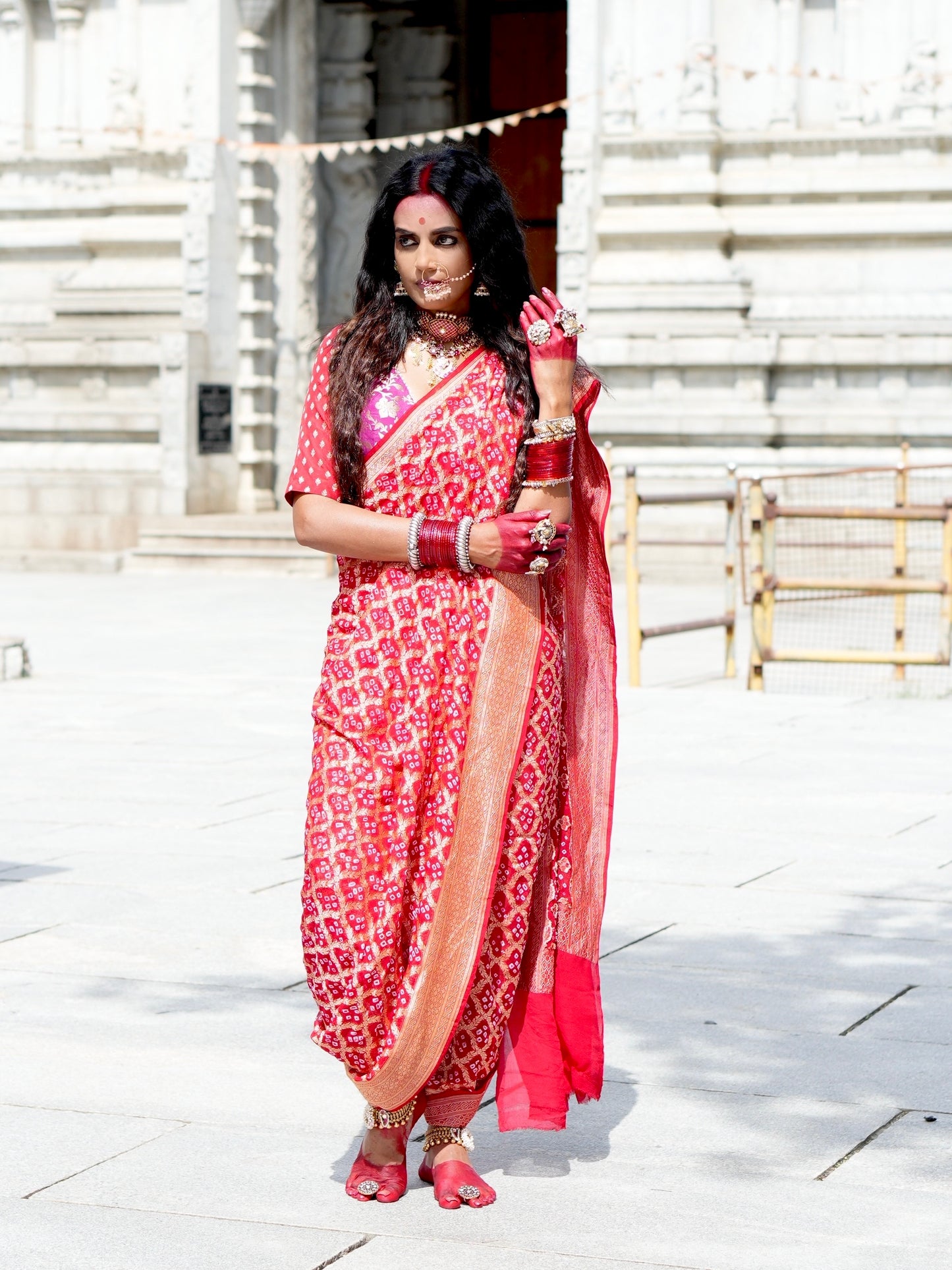 Maroon Gharchola Bandhej Pure Georgette Saree