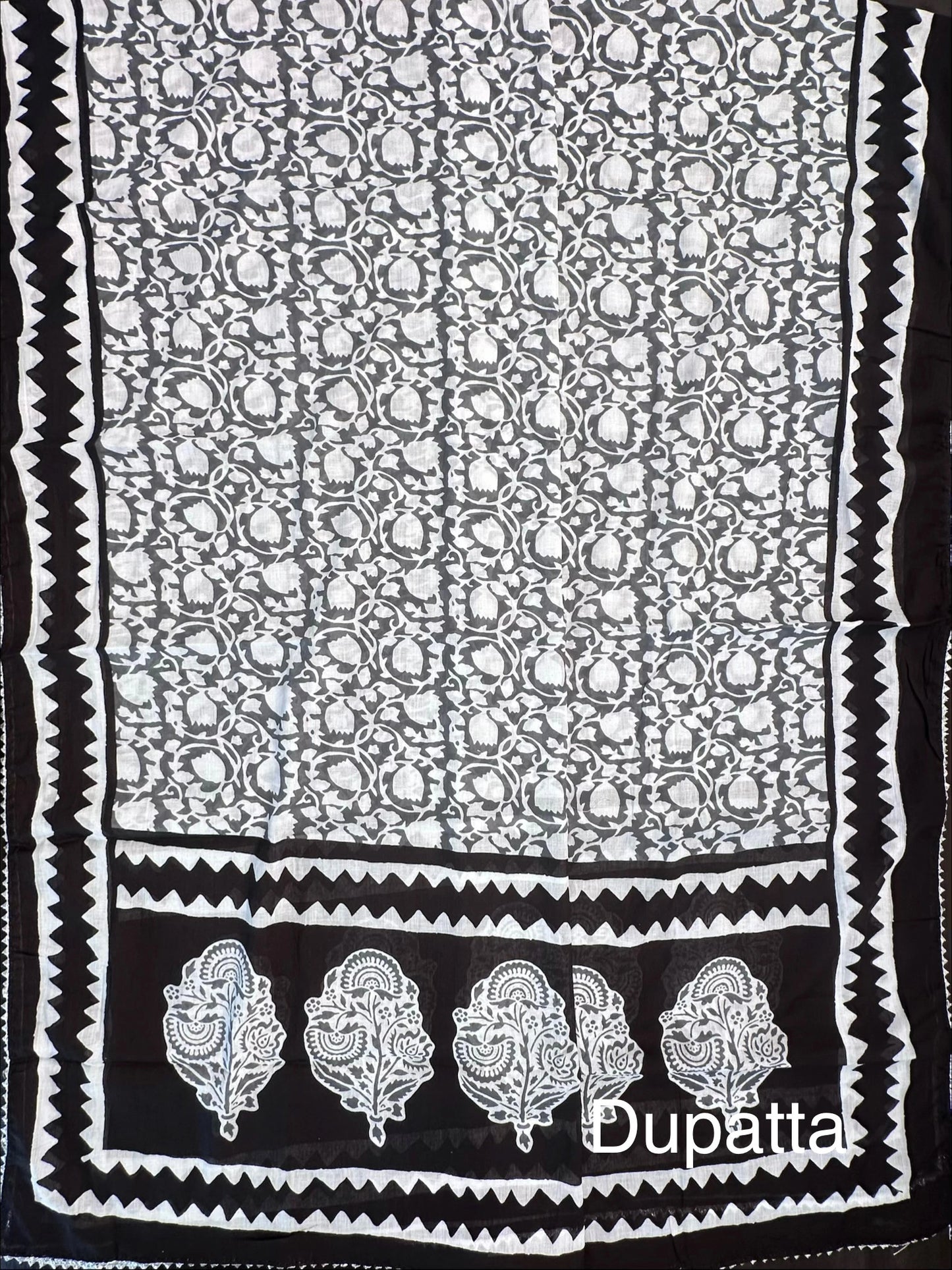Black Jaipuri Necktie Cotton 3-Piece Suit