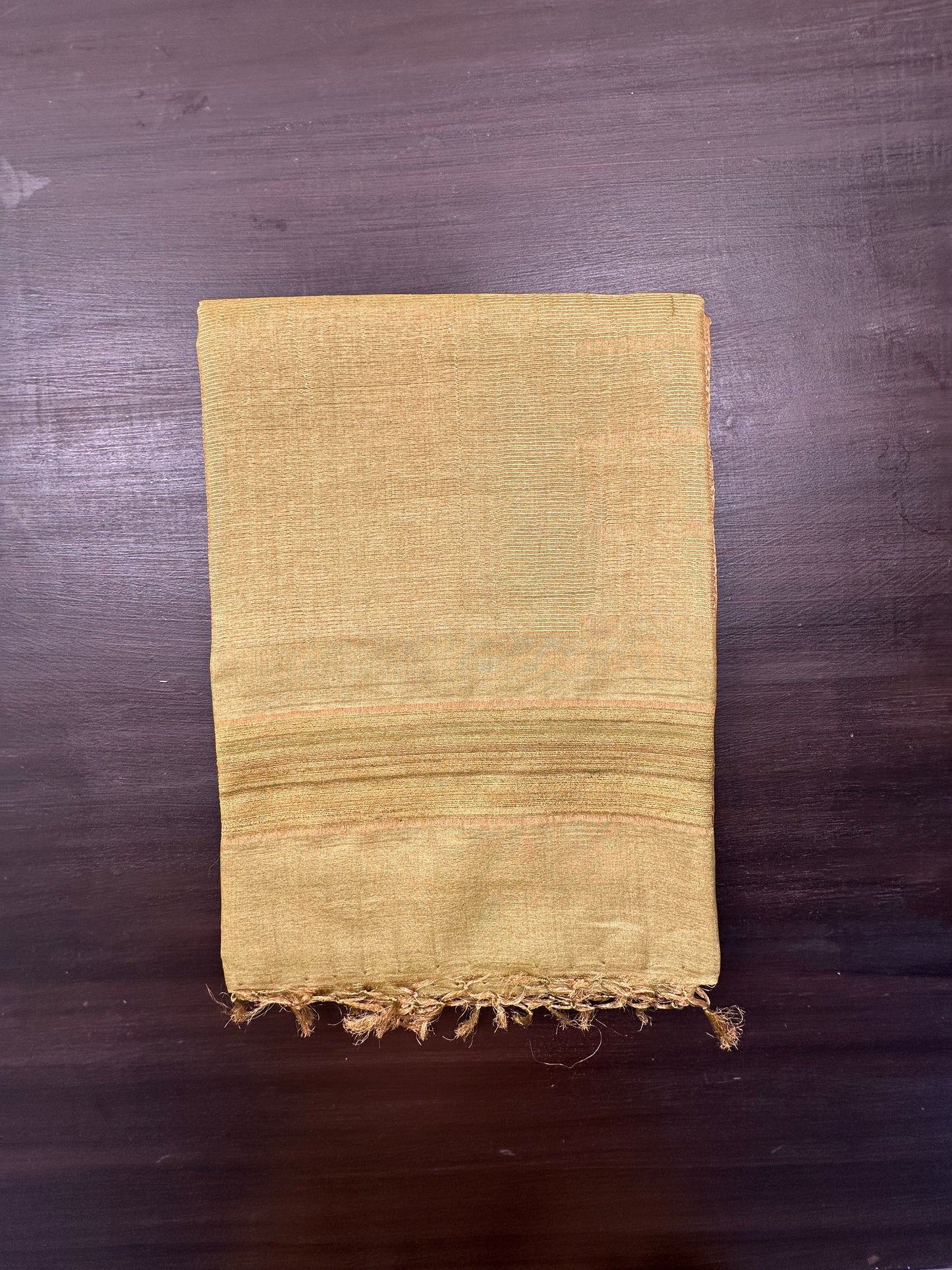 Mehndi Green Emboss Pure Tissue Silk Saree