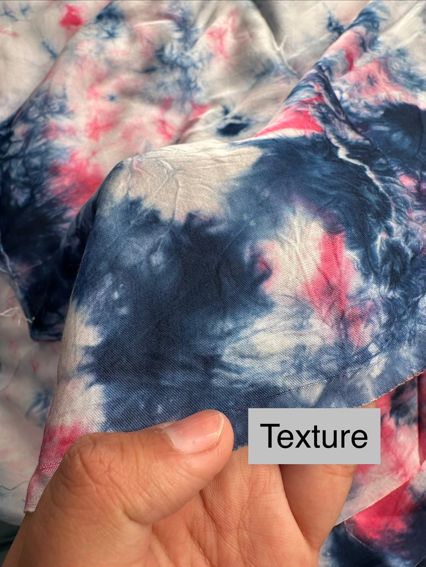 Blue-Pink Tie-Dye Cotton Satin Fabric
