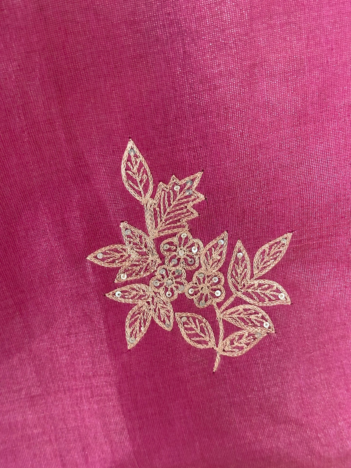 Rani Pink Aari Work Tissue Silk Saree