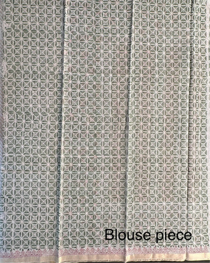 Off White - Grey Block Printed Kota Doria