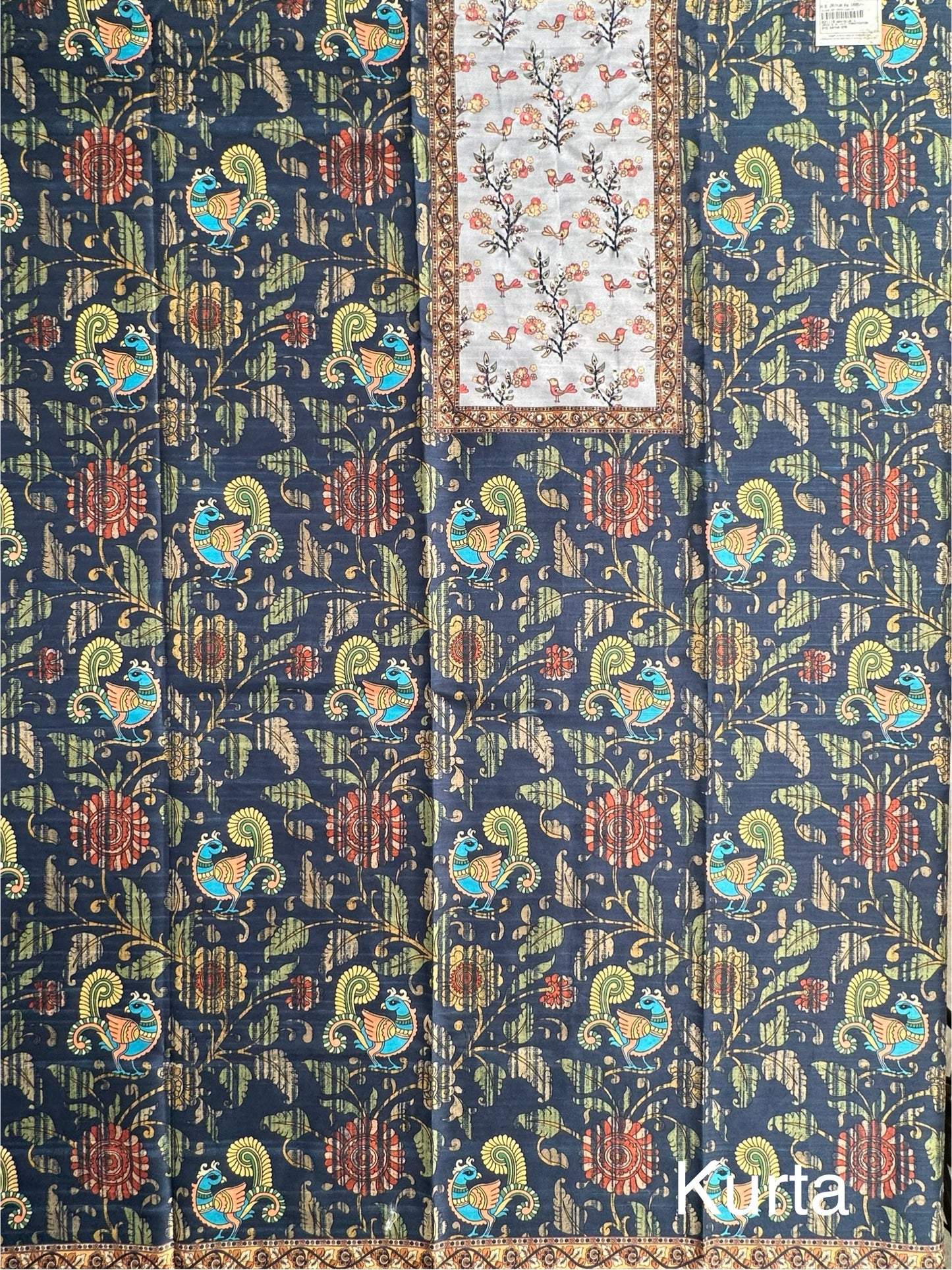 Navy Blue Fancy Cotton 3-Piece Suit