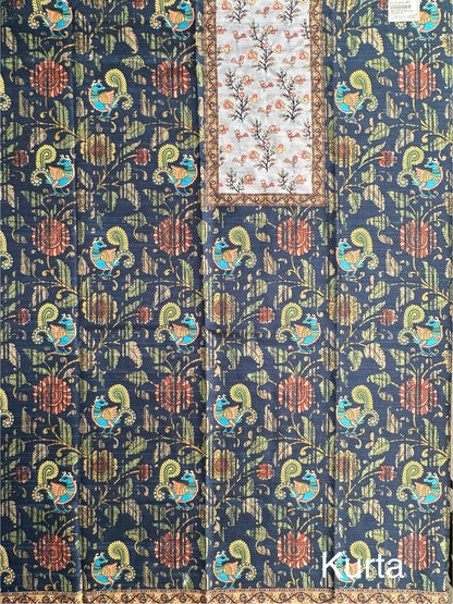 Navy Blue Fancy Cotton 3-Piece Suit