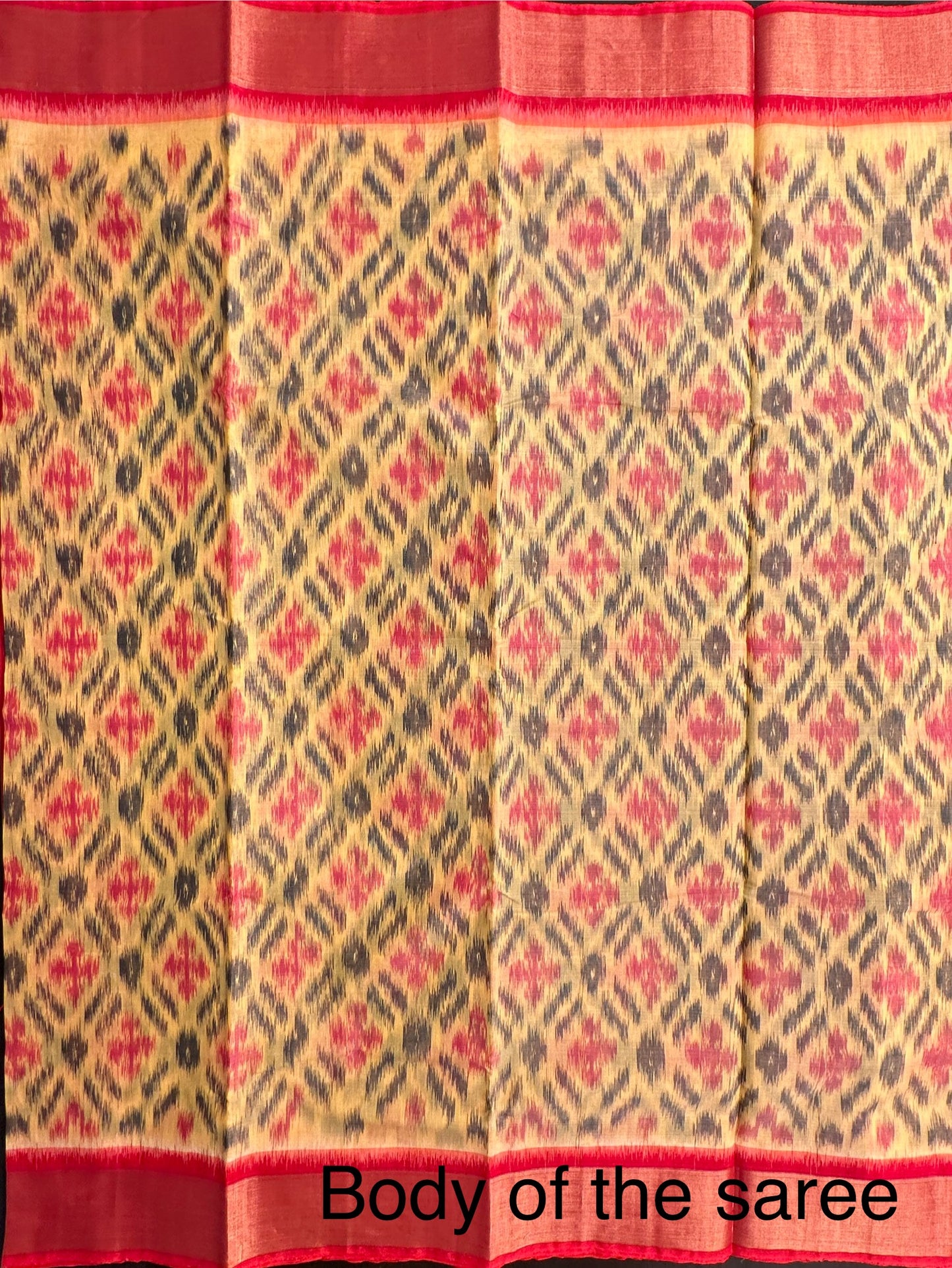 Yellow Ikkat Kosa Cotton Silk Saree