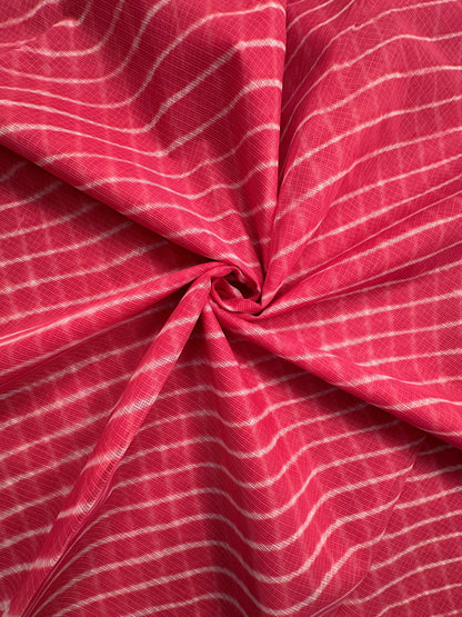 Coral Pink Khat Leheriya Kota Doria Pure Cotton Saree