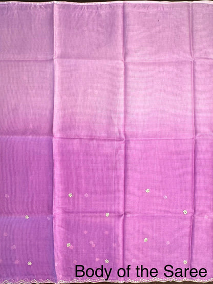 Lavender Gitika Kota Doria Pure Silk Saree