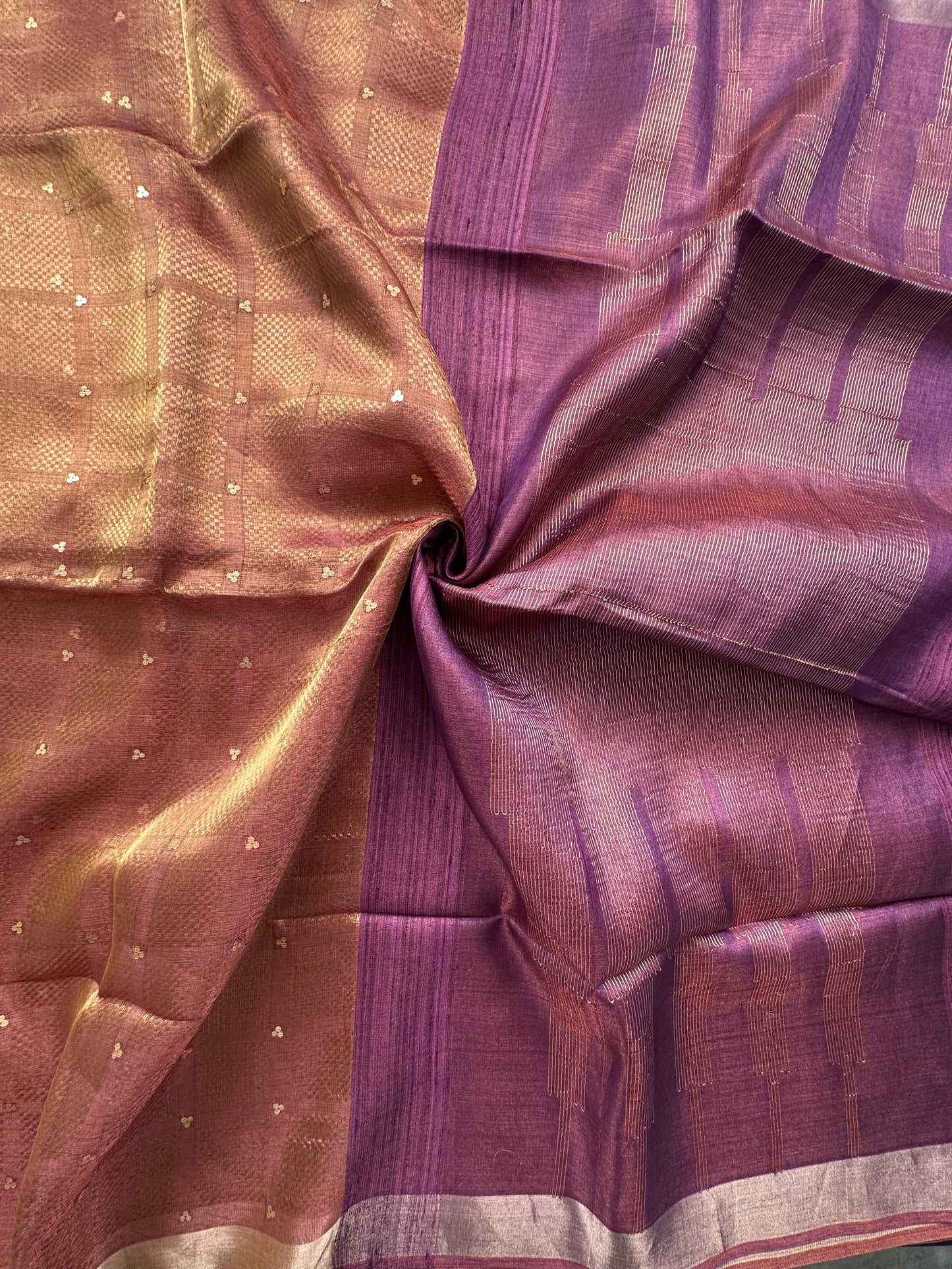 Purple Emboss Pure Tissue Silk Saree