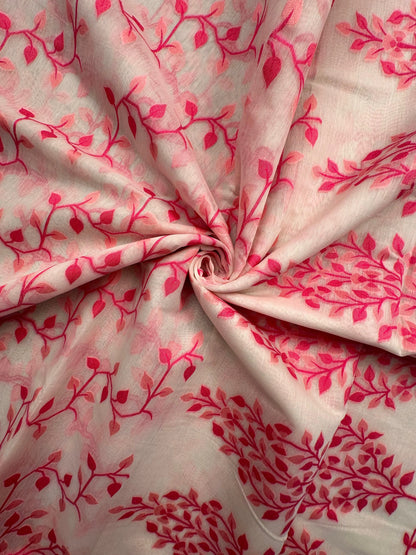 Off White-Pink Jamdani Fancy Cotton Saree