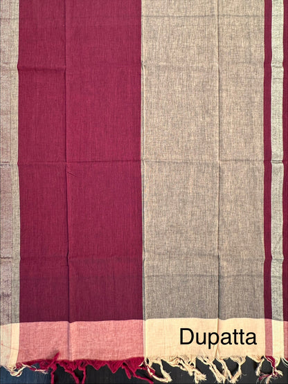 Grey Dharwad South Cotton 3-Piece Suit