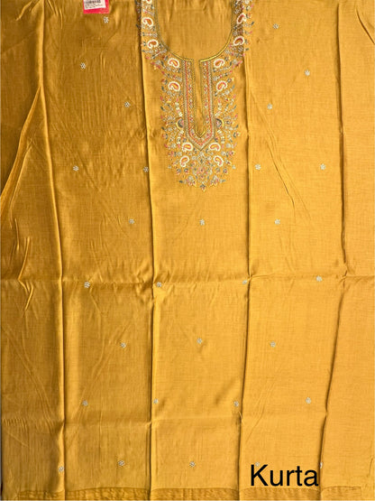 Mustard Pittan Work Cotton 3-Piece Suit