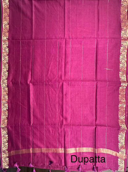 Dark Purple Handloom Chanderi Suit