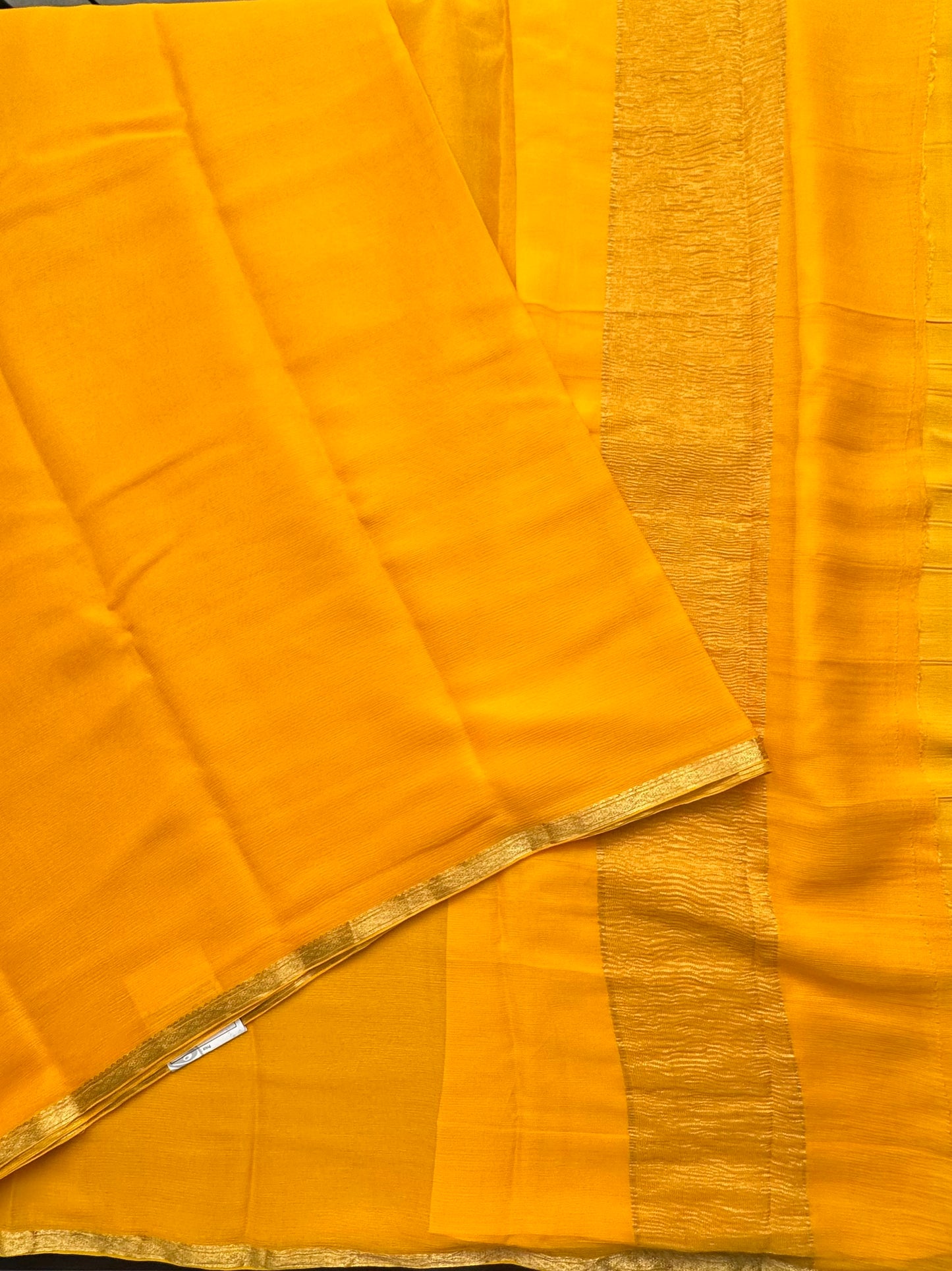 Yellow Pure Chiffon Saree