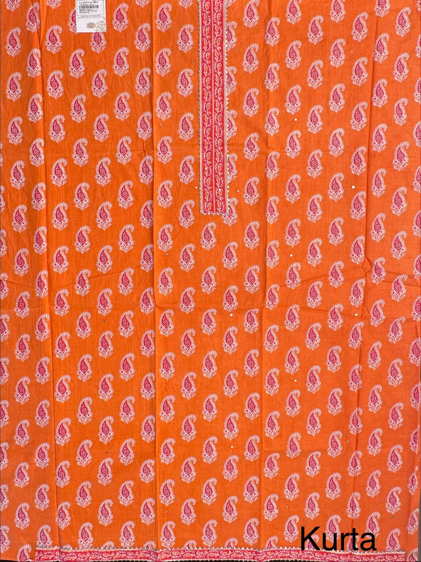 Orange Jaipuri Necktie Cotton 3-Piece Suit