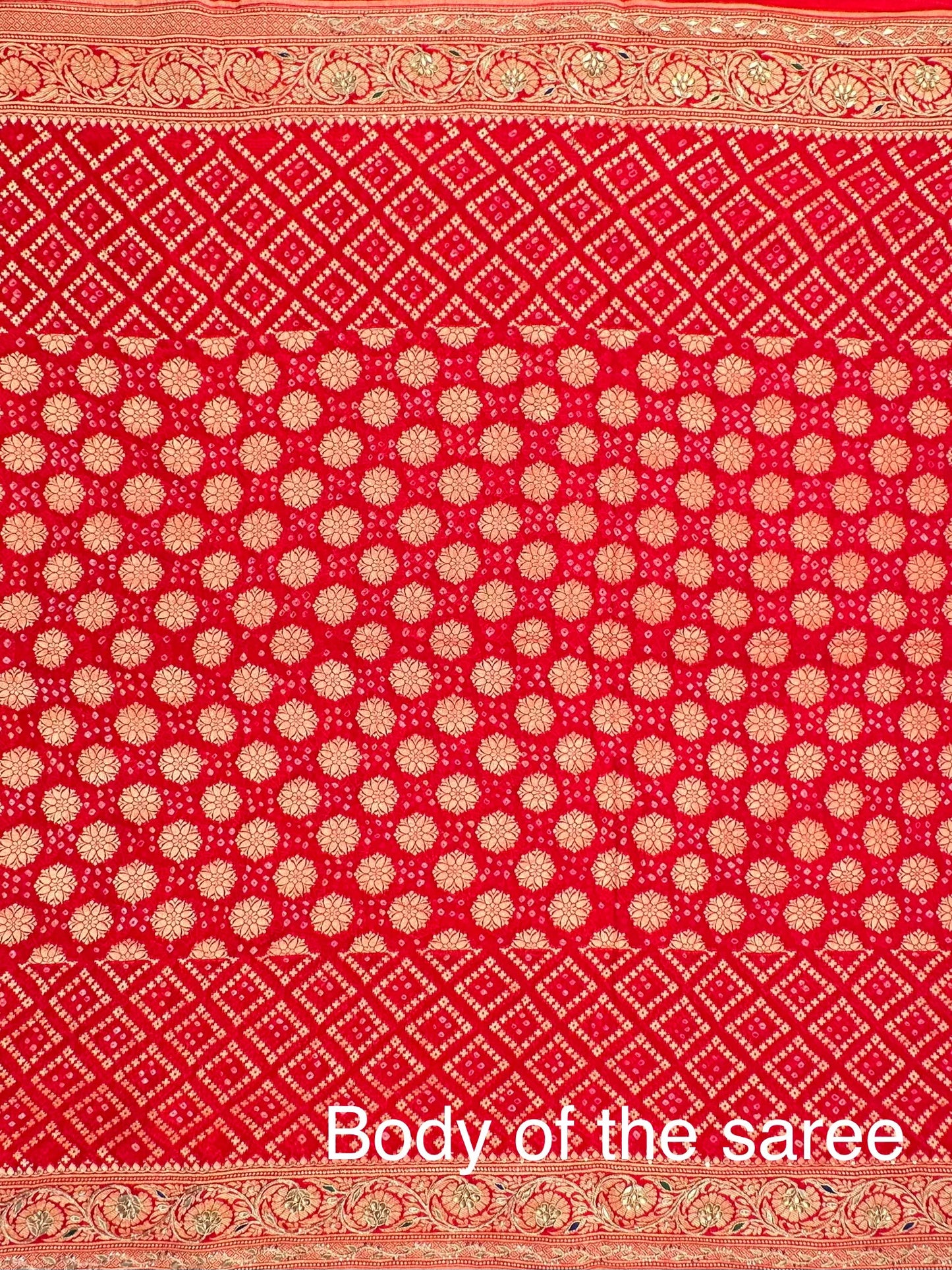 Red Pure Georgette Gharchola Bandhej With Hand Work Saree
