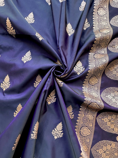 Navy Blue Banarasi Artificial Silk Saree