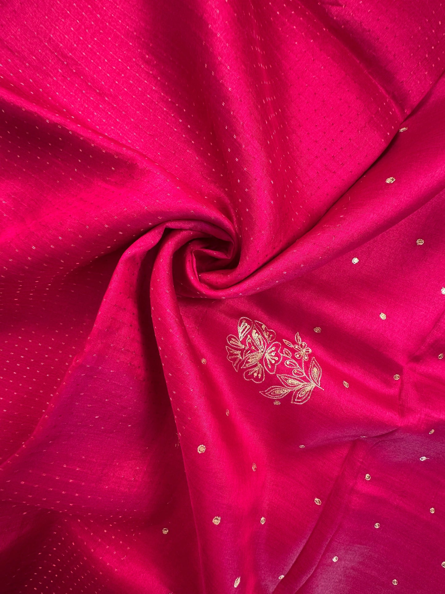 Rani Aari Work Pure Tussar Silk Saree