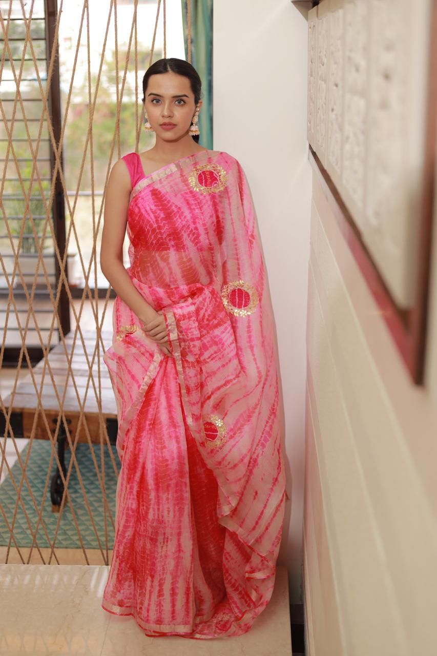 Shibori Bandhej Kota Silk Saree