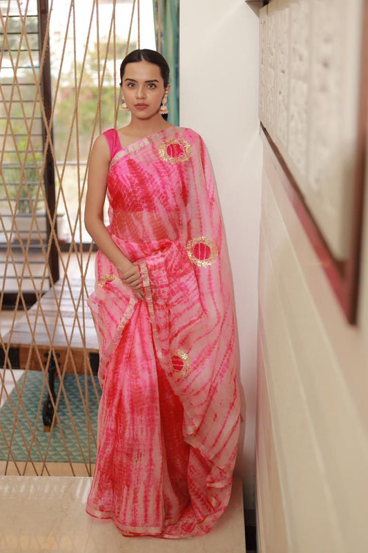 Shibori Bandhej Kota Silk Saree
