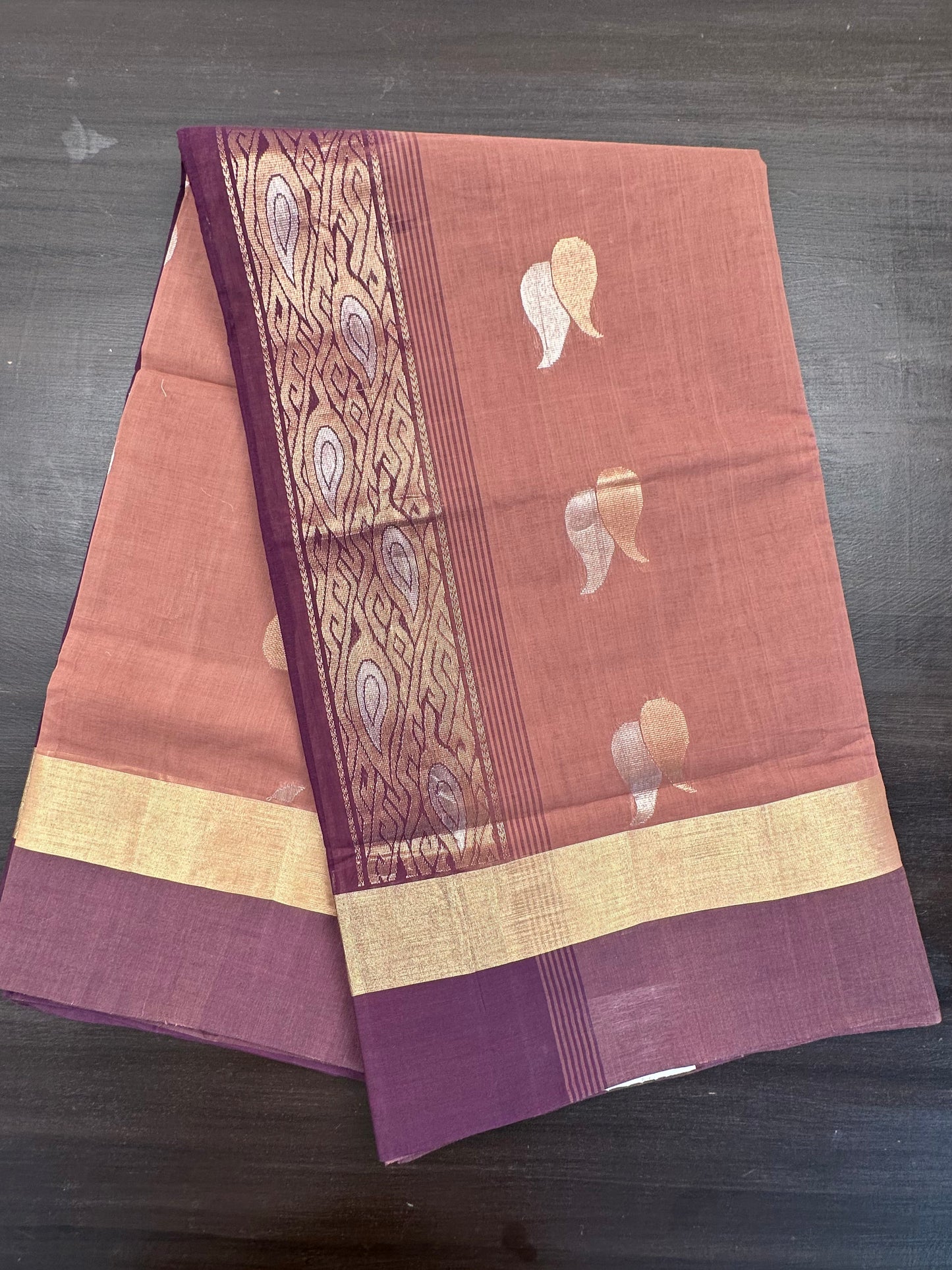 Brown Tanjor South Cotton Saree