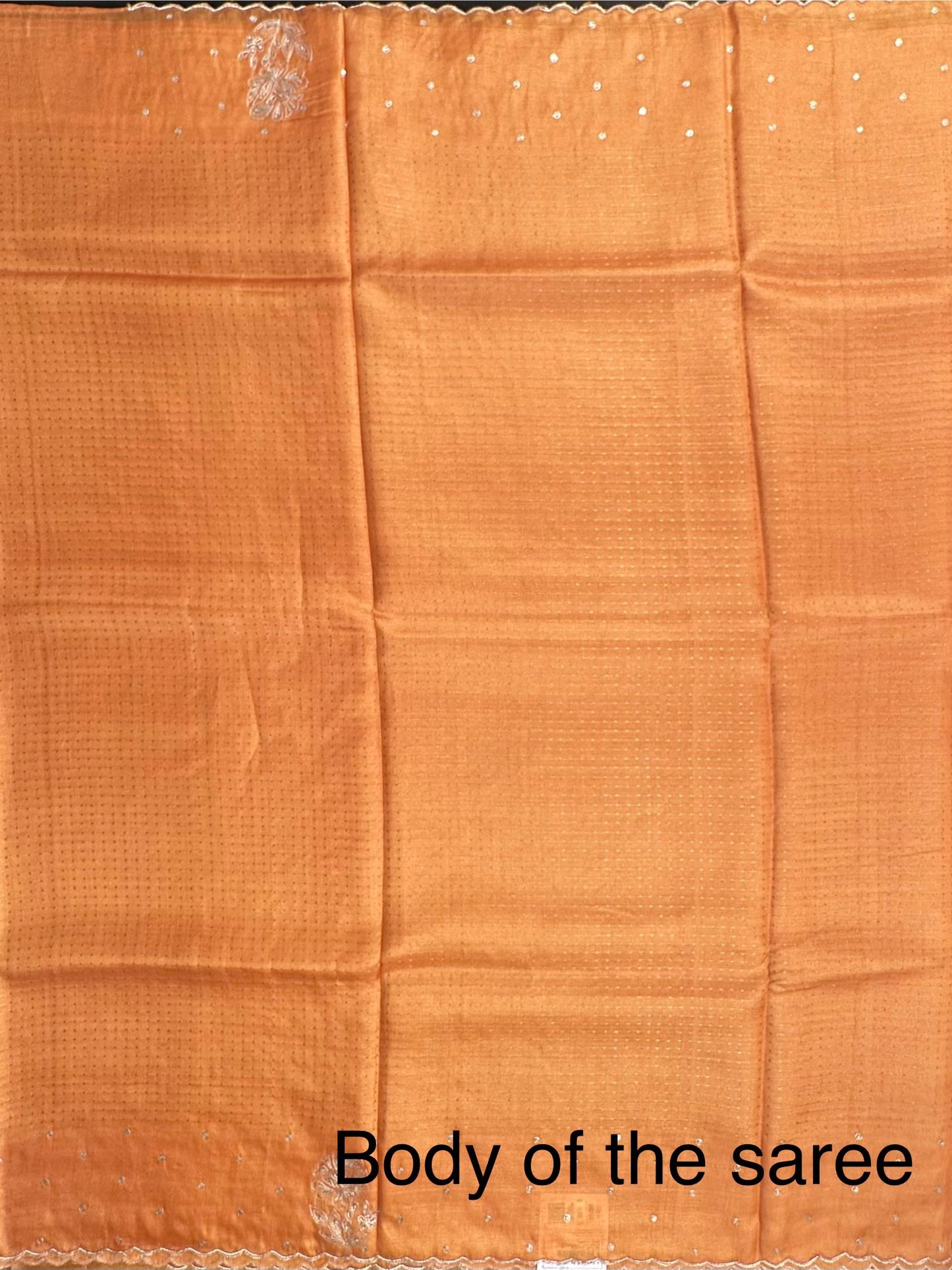 Mustard Aari Work Pure Tussar Silk Saree