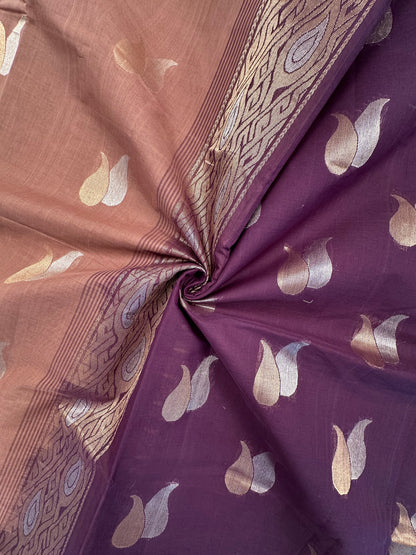 Brown Tanjor South Cotton Saree